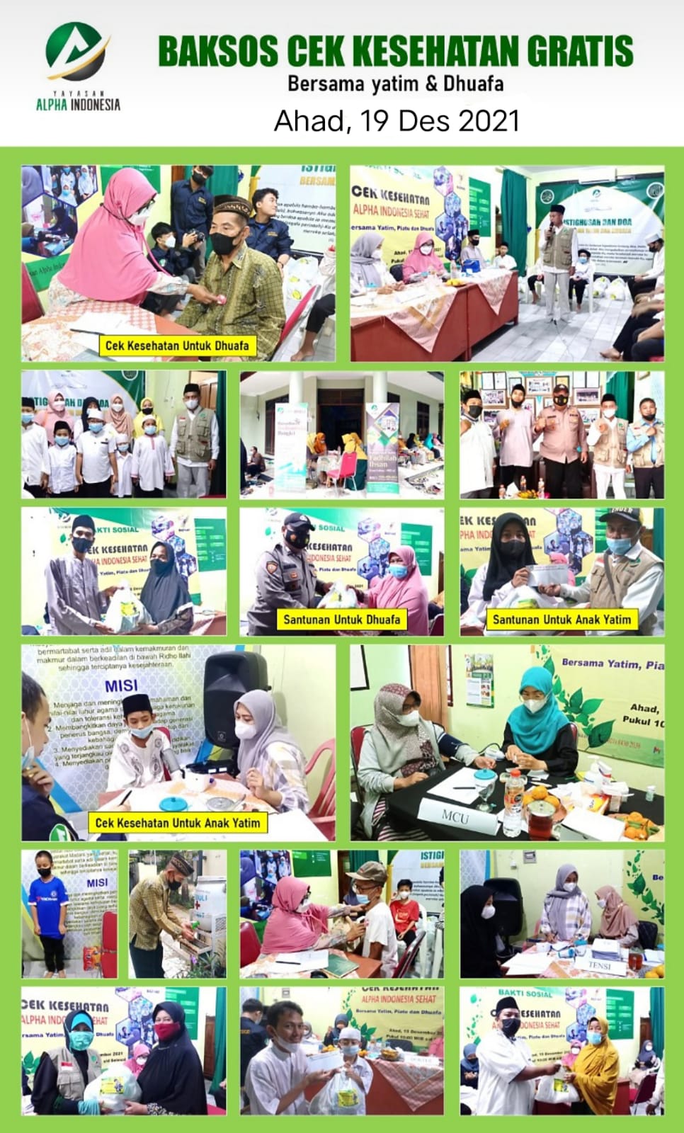 Yayasan Alpha Indonesia (YAI) bekerja sama dengan Klinik Kita Jakarta Gelar Baksos Cek Kesehatan gratis