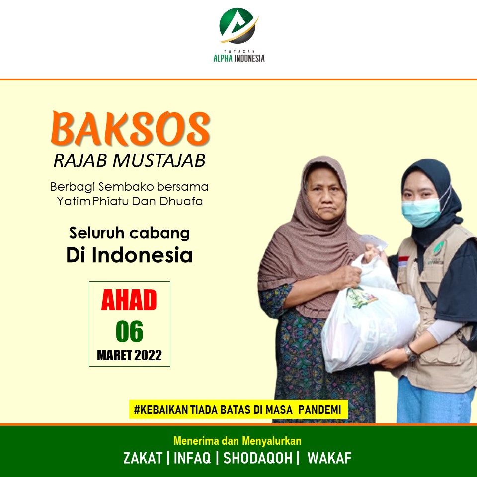 Bakti Sosial Pembagian Paket Sembako di Bulan Rajab Yayasan Alpha Indonesia